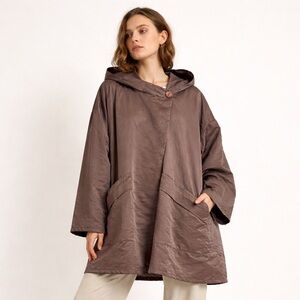 Y2K Linda Lundstrom LAPARKA Oversized Hooded Iridescent Windbreaker Brown POCKET